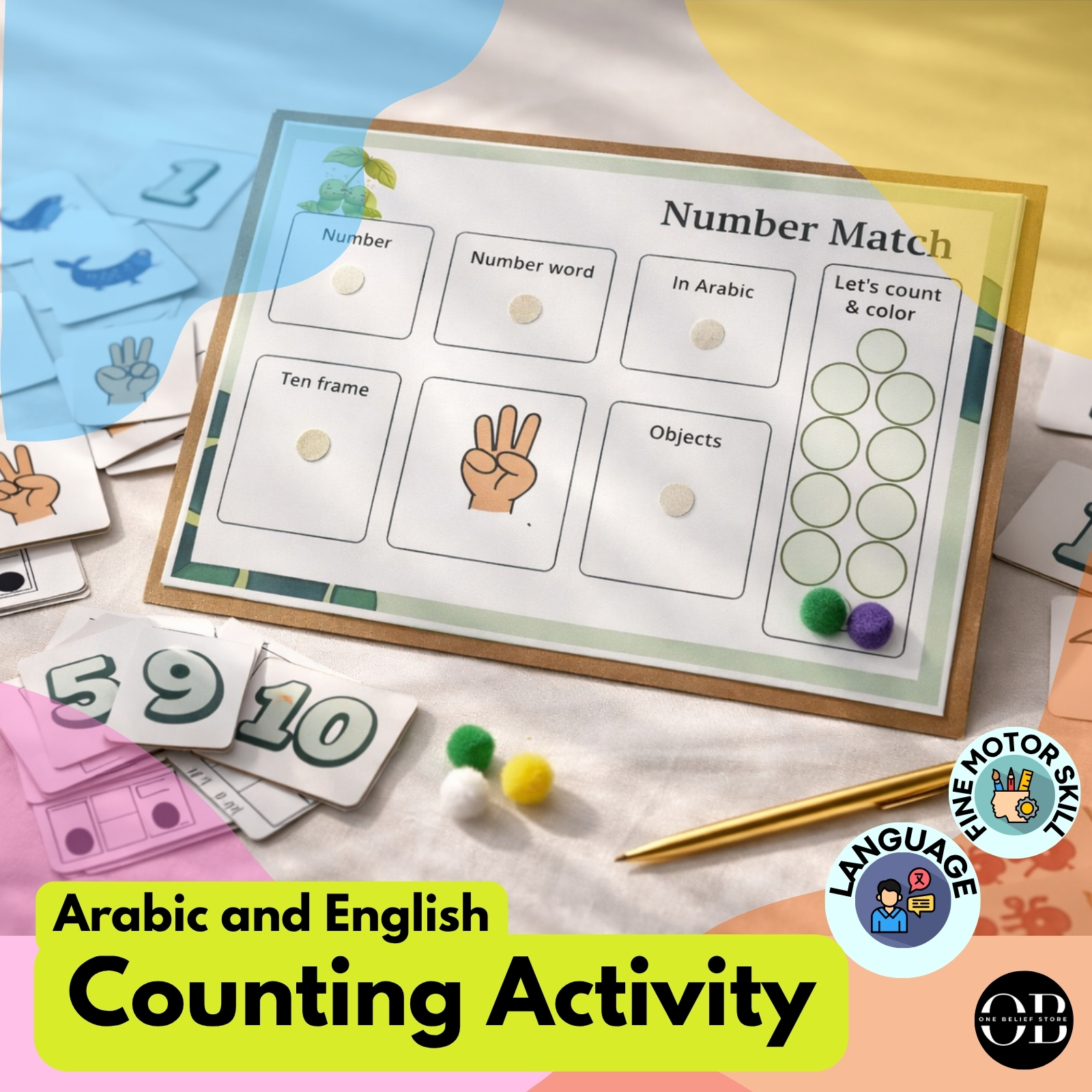 Arabic & English Counting Activity Pack for Kids
